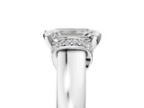 White gold Emerald Solitaire Diamond Ring with Pave Band and Six-Prong Setting_56