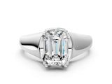 White gold Emerald Solitaire Diamond Ring with Six-Prong Cathedral Setting_32