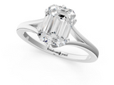 White gold Emerald Solitaire Diamond Ring with Six-Prong Setting and Tapered Band_25
