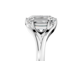 White gold Emerald Solitaire Diamond Ring with Six-Prong Setting and Tapered Band_29