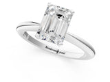 White gold Emerald Solitaire Diamond Ring with Six-Prong Setting on a Classic Band 1