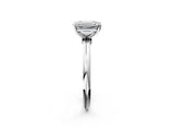 White gold Emerald Solitaire Diamond Ring with Six-Prong Setting on a Classic Band 2