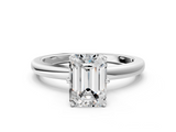 White gold Emerald Solitaire Diamond Ring with Six-Prong Setting on a Classic Band_3