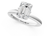 White gold Emerald Solitaire Diamond Ring with Six-Prong Setting on a Classic Band_4