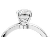 White gold Emerald Solitaire Diamond Ring with Six-Prong Setting on a Classic Band_7