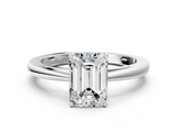White gold Emerald Solitaire Diamond Ring with Split Shank and Four-Prong Setting_20