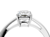 White gold Emerald Solitaire Diamond Ring with Split Shank and Four-Prong Setting_24