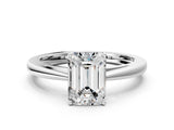 White gold Emerald Solitaire Diamond Ring with Split Shank and Four-Prong Setting_24