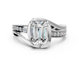 White gold Emerald Solitaire Diamond Ring with Split Shank and Prong Setting_152