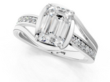 White gold Emerald Solitaire Diamond Ring with Split Shank and Prong Setting_153