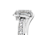 White gold Emerald Solitaire Diamond Ring with Split Shank and Prong Setting_157