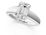 White gold Emerald Solitaire Diamond Ring with Tapered Band and Four-Prong Setting_46