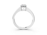 White gold Emerald Solitaire Diamond Ring with Tapered Band and Four-Prong Setting_48