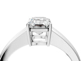 White gold Emerald Solitaire Diamond Ring with Tapered Band and Four-Prong Setting_49