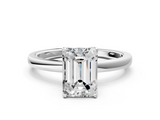 White gold Emerald Solitaire Diamond Ring with Thin Band and Four-Prong Setting_3