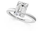 White gold Emerald Solitaire Diamond Ring with Thin Band and Four-Prong Setting_4