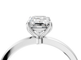 White gold Emerald Solitaire Diamond Ring with Thin Band and Four-Prong Setting_7