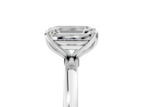 White gold Emerald Solitaire Diamond Ring with Thin Band and Four-Prong Setting_8