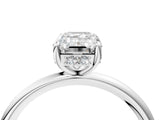 White gold Emerald Solitaire Diamond Ring with a Classic Band and Four-Prong Setting 4
