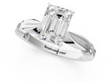 White gold Emerald Solitaire Diamond Twisted Band with Four-Prong Setting_89