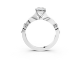 White gold Emerald Solitaire Diamond Twisted Band with Four-Prong Setting_90