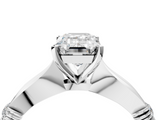 White gold Emerald Solitaire Diamond Twisted Band with Four-Prong Setting_92