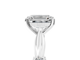 White gold Emerald Solitaire Diamond Twisted Band with Four-Prong Setting_94
