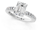 White gold Emerald Solitaire Diamond with Pavé Band and Four-Prong Setting_70