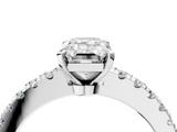 White gold Emerald Solitaire Diamond with Pavé Band and Four-Prong Setting_73