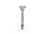 White gold Emerald Solitaire Diamond with Pavé Band and Four-Prong Setting_75