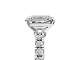 White gold Emerald Solitaire Diamond with Pavé Band and Four-Prong Setting_78