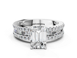 White gold Emerald Solitaire Diamond with Pave and Channel Set Band_124