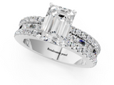 White gold Emerald Solitaire Diamond with Pave and Channel Set Band_125