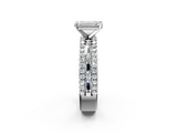 White gold Emerald Solitaire Diamond with Pave and Channel Set Band_129