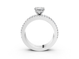 White gold Emerald Solitaire Diamond with Pave and Channel Set Band_130
