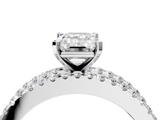 White gold Emerald Solitaire Diamond with Pave and Channel Set Band_131