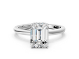 White gold Emerald Solitaire Engagement Ring with Cathedral Band and Four-Prong Setting_61