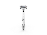 White gold Emerald Solitaire Engagement Ring with Cathedral Band and Four-Prong Setting_63