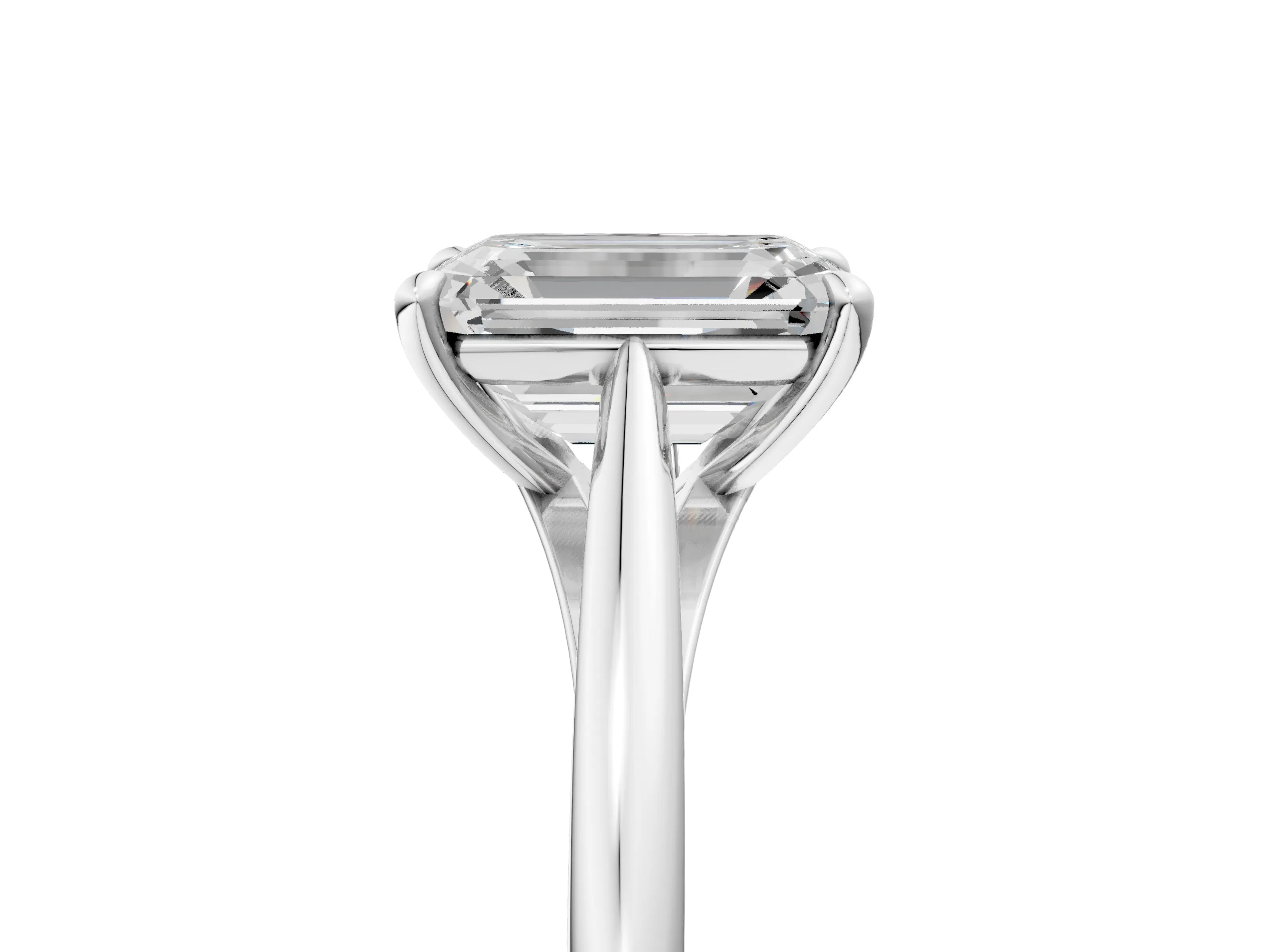 White gold Emerald Solitaire Engagement Ring with Four-Prong Setting and Classic Band 5