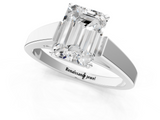 White gold Emerald Solitaire Engagement Ring with Four-Prong Setting and Tapered Band_37