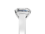 White gold Emerald Solitaire Engagement Ring with Four-Prong Setting and Tapered Band_41
