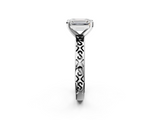 White gold Emerald Solitaire Engagement Ring with Scrollwork Band and Four-Prong Setting_169