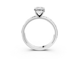 White gold Emerald Solitaire Engagement Ring with Scrollwork Band and Four-Prong Setting_170