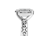 White gold Emerald Solitaire Engagement Ring with Scrollwork Band and Four-Prong Setting_172