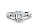 White gold Emerald Solitaire Floral Milgrain Engagement Ring_48