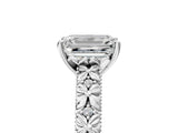 White gold Emerald Solitaire Floral Milgrain Engagement Ring_53
