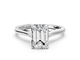 White gold Emerald Solitaire Heart Prong Engagement Ring with Tapered Band_55