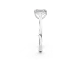 White gold Emerald Solitaire Heart Prong Engagement Ring with Tapered Band_57