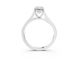 White gold Emerald Solitaire Heart Prong Engagement Ring with Tapered Band_58