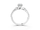 White gold Emerald Solitaire Leaf-Inspired Diamond Ring with Pavé Band and Four-Prong Setting_7